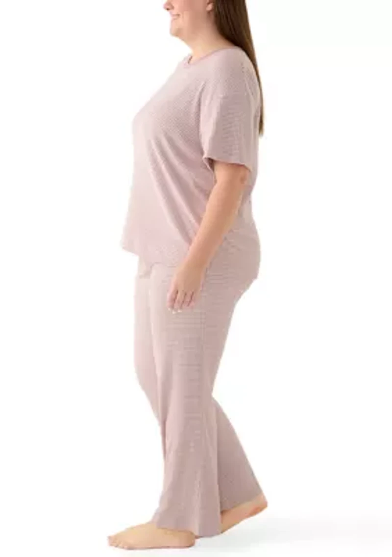 Plus Short Sleeve Flare Pant Pajama Set