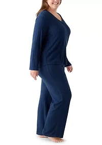 Plus Ribbed Knit Pajama Set