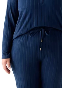 Plus Ribbed Knit Pajama Set