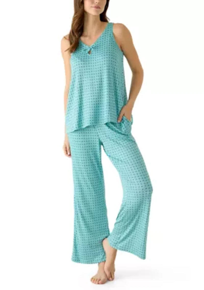 Women's Sleeveless Tie Front Pants Set