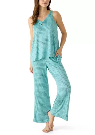 Women's Sleeveless Tie Front Pants Set