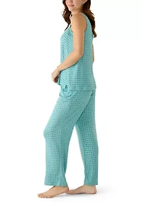 Women's Sleeveless Tie Front Pants Set