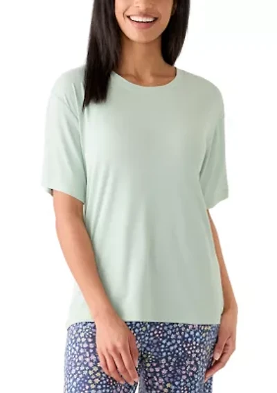 Women's Short Sleeve Rib Pajama Shirt