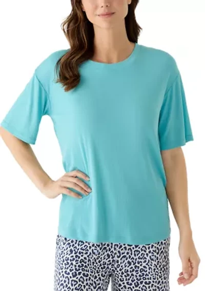 Women's Short Sleeve Rib Pajama Shirt