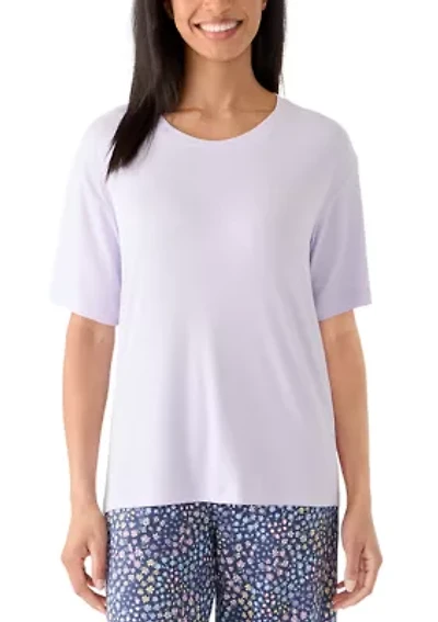 Women's Short Sleeve Rib Pajama Shirt