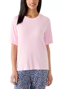 Women's Short Sleeve Rib Pajama Shirt