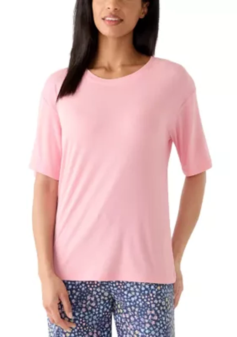 Women's Short Sleeve Rib Pajama Shirt
