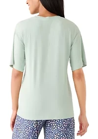 Women's Short Sleeve Rib Pajama Shirt