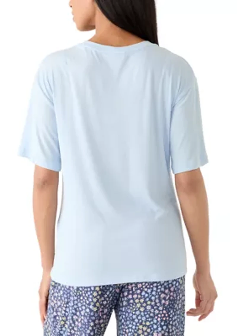 Women's Short Sleeve Rib Pajama Shirt