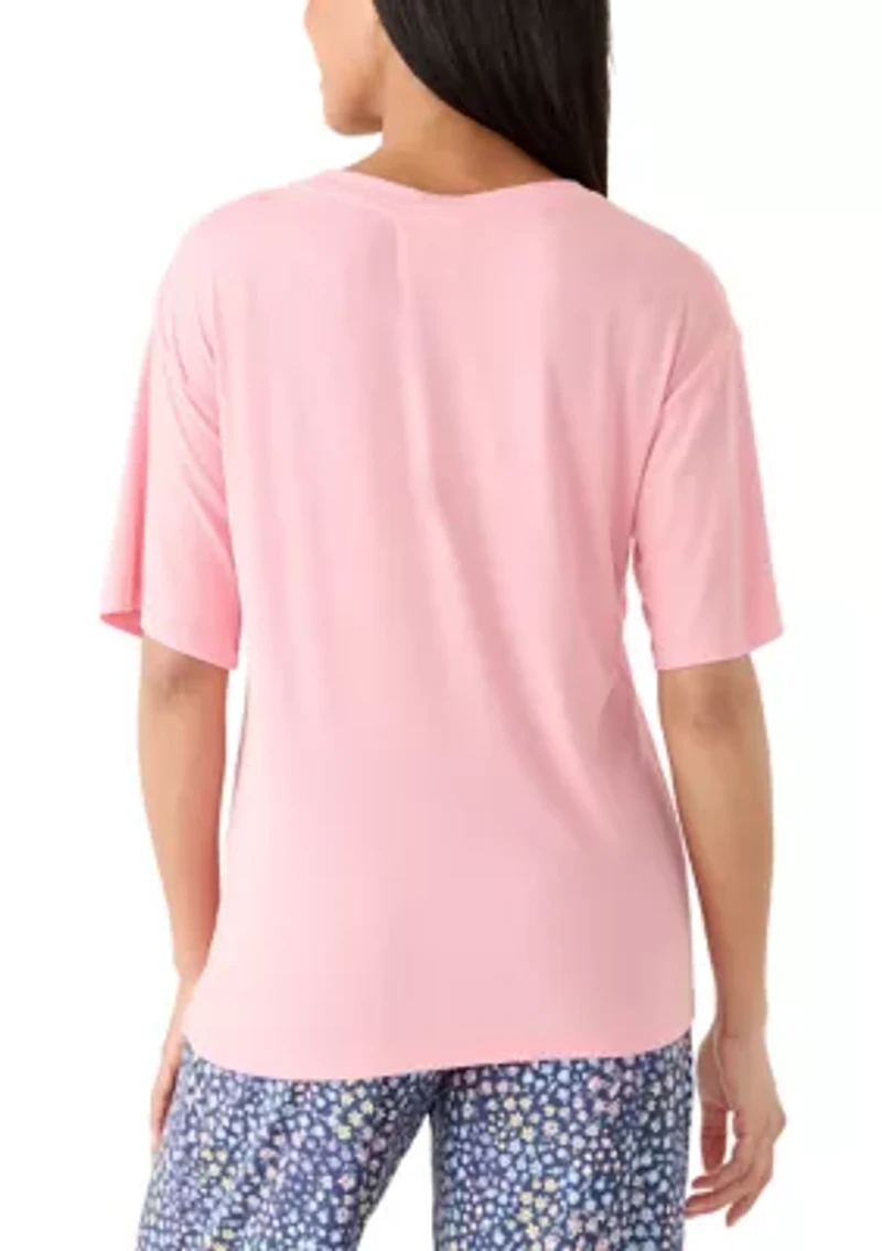 Women's Short Sleeve Rib Pajama Shirt