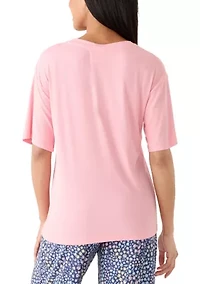 Women's Short Sleeve Rib Pajama Shirt