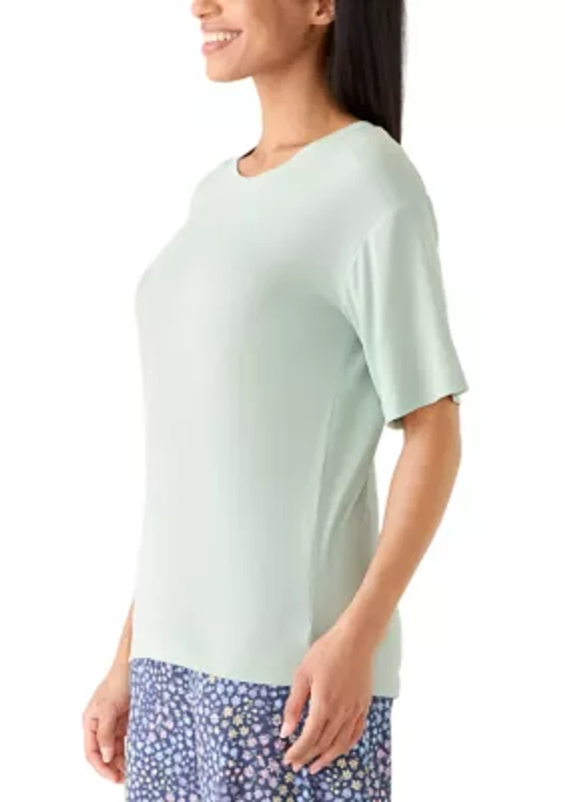 Women's Short Sleeve Rib Pajama Shirt