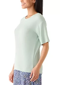 Women's Short Sleeve Rib Pajama Shirt