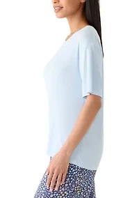 Women's Short Sleeve Rib Pajama Shirt
