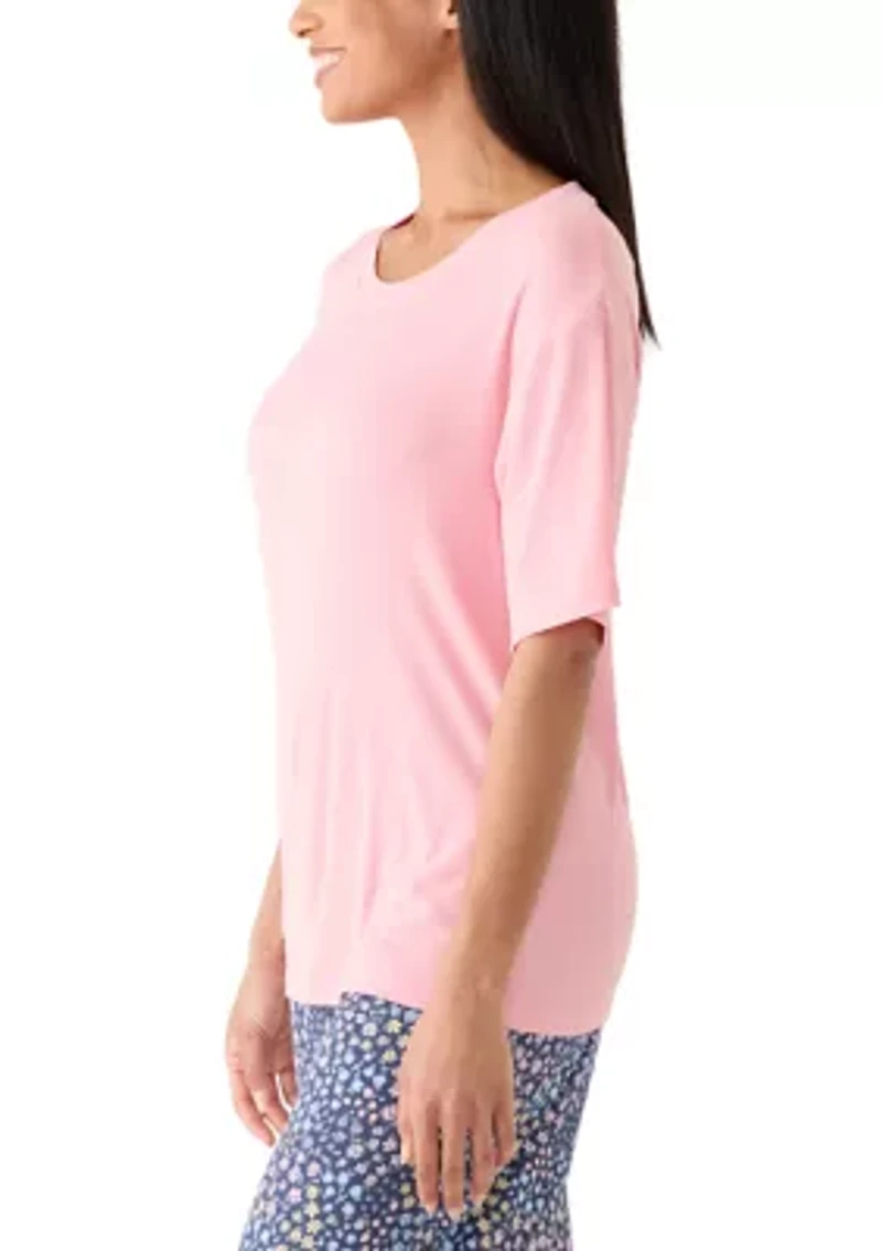 Women's Short Sleeve Rib Pajama Shirt