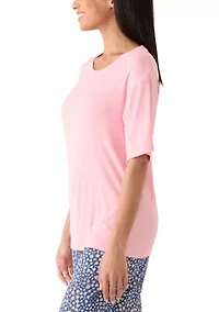 Women's Short Sleeve Rib Pajama Shirt
