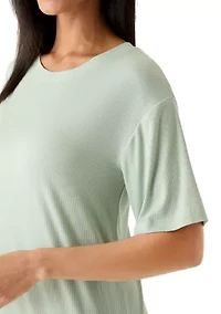 Women's Short Sleeve Rib Pajama Shirt