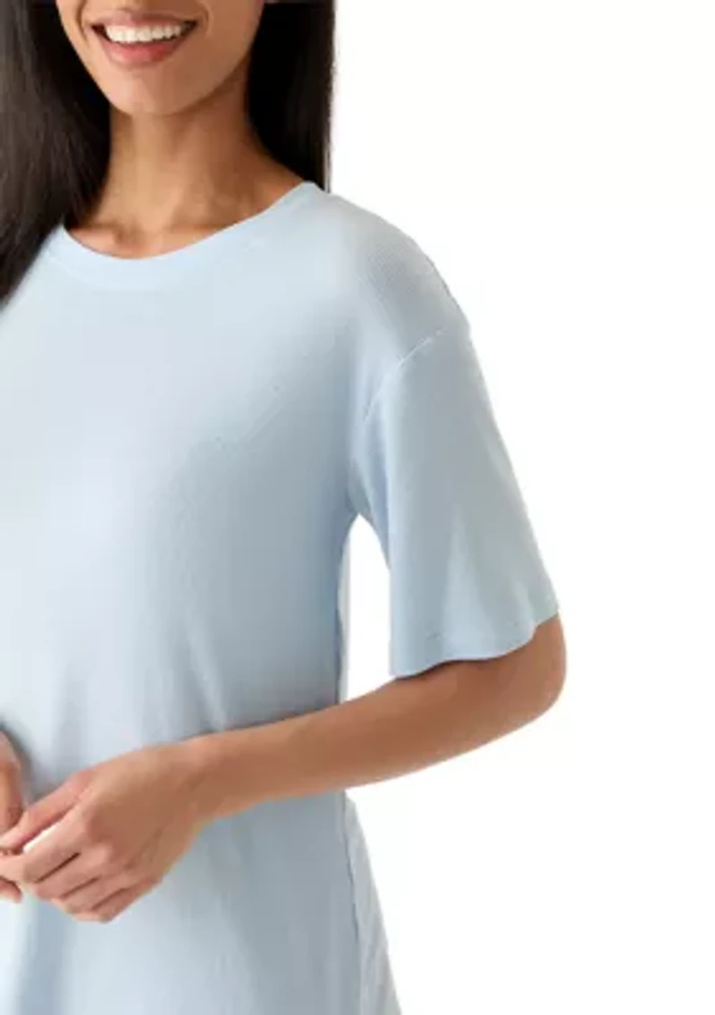 Women's Short Sleeve Rib Pajama Shirt