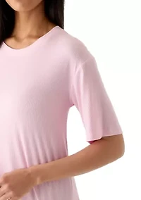 Women's Short Sleeve Rib Pajama Shirt