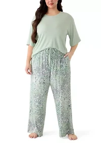 Plus Short Sleeve Top and Pant Pajama Set