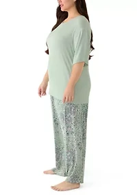 Plus Short Sleeve Top and Pant Pajama Set