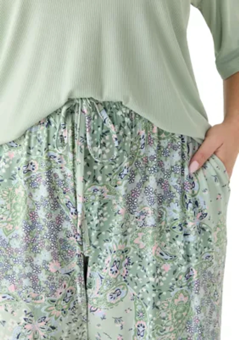 Plus Short Sleeve Top and Pant Pajama Set