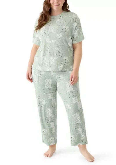 Plus Mom Day Boxy T-Shirt and Cropped Pants Set