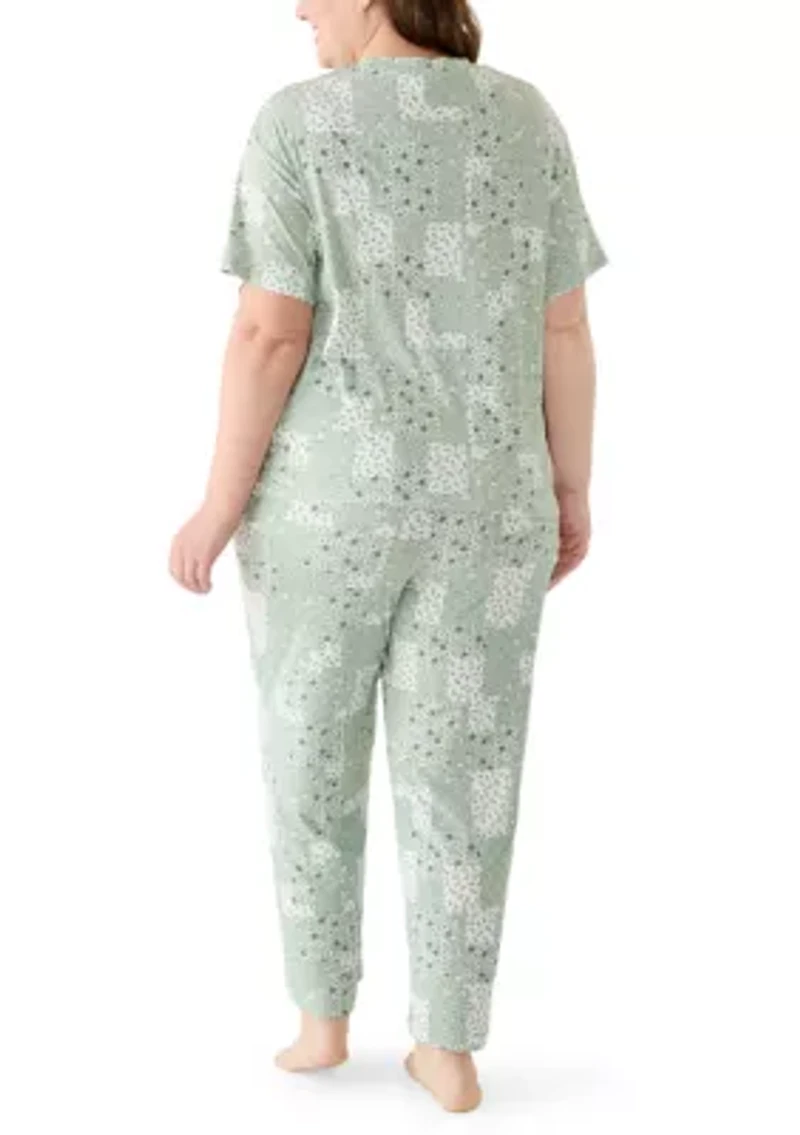 Plus Mom Day Boxy T-Shirt and Cropped Pants Set