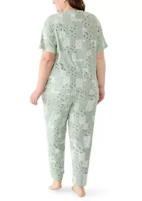Plus Mom Day Boxy T-Shirt and Cropped Pants Set