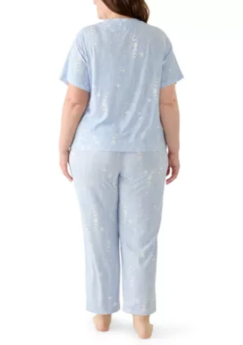 Plus Mom Day Boxy T-Shirt and Cropped Pants Set