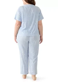 Plus Mom Day Boxy T-Shirt and Cropped Pants Set