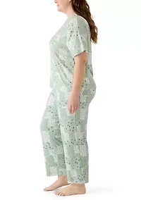 Plus Mom Day Boxy T-Shirt and Cropped Pants Set