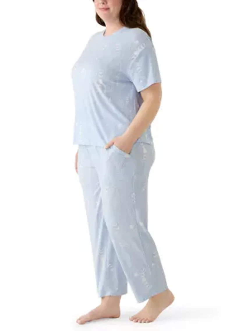 Plus Mom Day Boxy T-Shirt and Cropped Pants Set