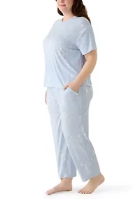 Plus Mom Day Boxy T-Shirt and Cropped Pants Set