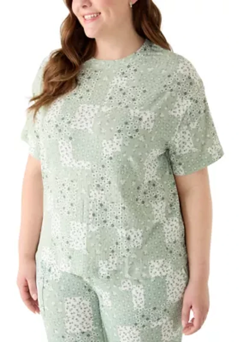 Plus Mom Day Boxy T-Shirt and Cropped Pants Set