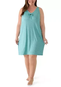 Plus Sleeveless Tie Front Chemise Night Gown