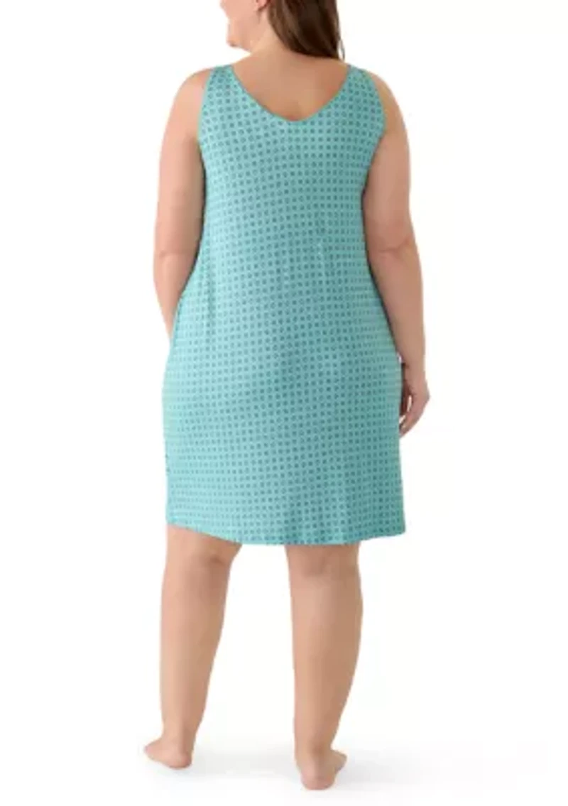 Plus Sleeveless Tie Front Chemise Night Gown