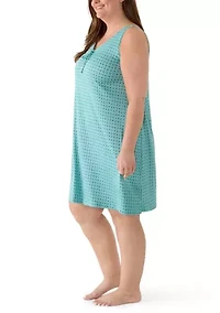 Plus Sleeveless Tie Front Chemise Night Gown
