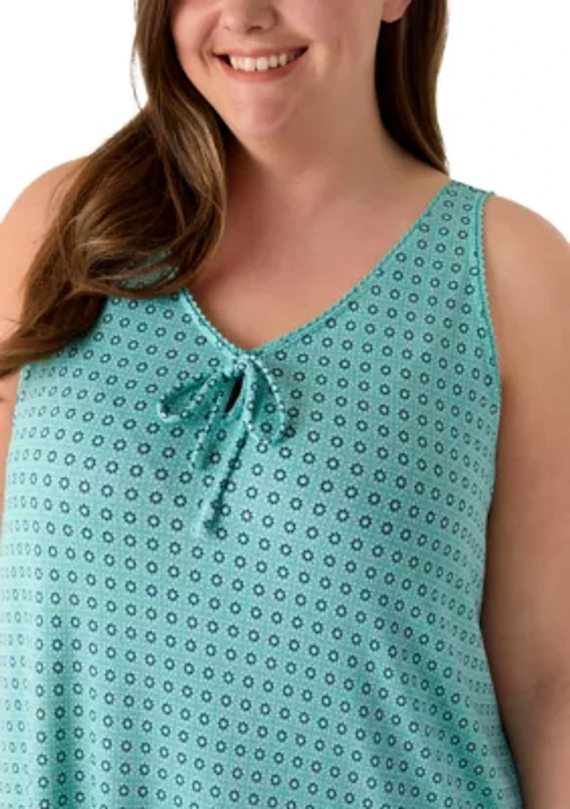 Plus Sleeveless Tie Front Chemise Night Gown