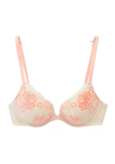 Cross Dye Lace Push Up Plunge Underwire Bra
