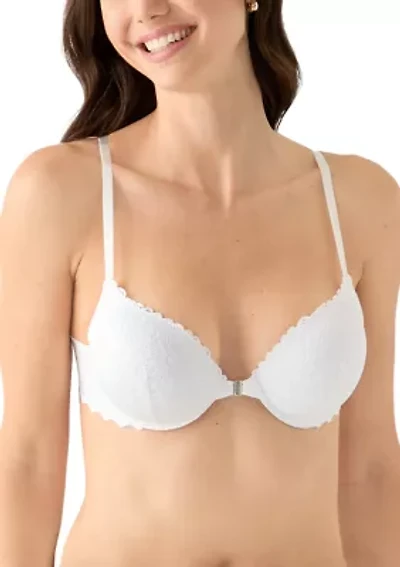 Lace Scallop Edge Front Close Push Up Bra