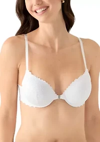 Lace Scallop Edge Front Close Push Up Bra