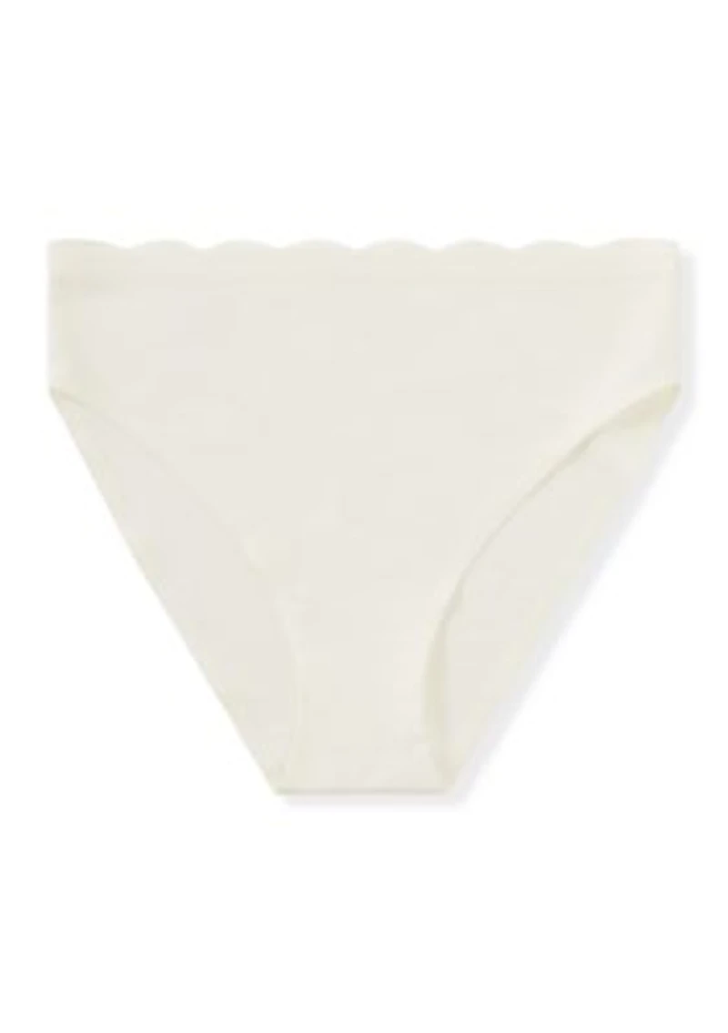 Scalloped Edge High Cut Briefs