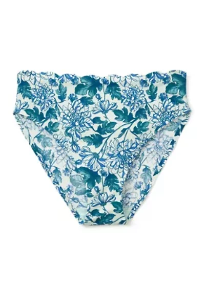 Scalloped Edge Printed High Cut Briefs