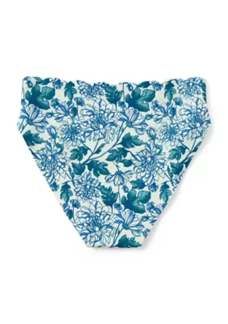 Scalloped Edge Printed High Cut Briefs