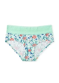Printed Lace Waist Soft Comfort Hipster Panty