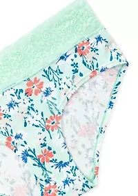 Printed Lace Waist Soft Comfort Hipster Panty