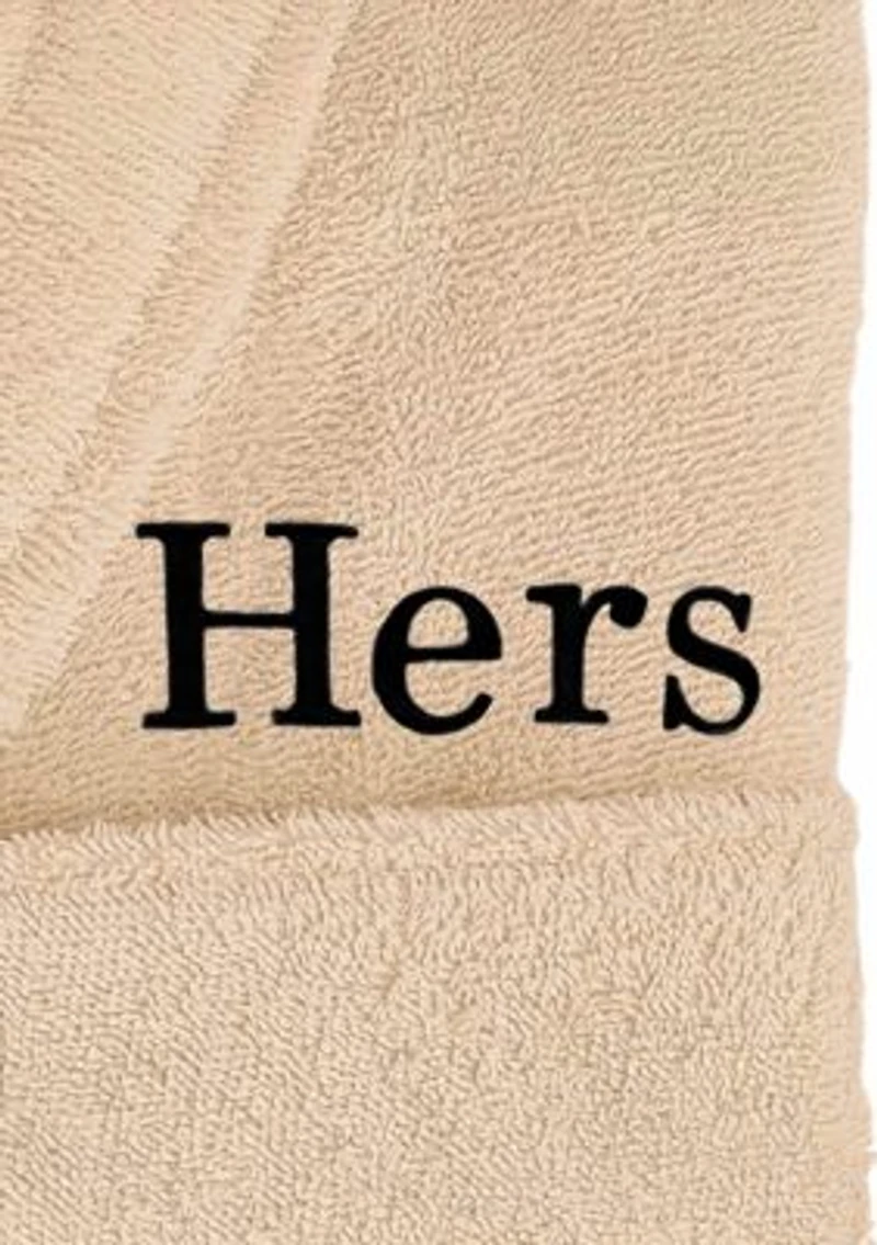 Terry Bathrobe Embroidered with Hers Design Bookman Font