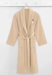 Unisex Terry Bathrobe Embroidered with Snowman Design