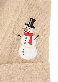 Unisex Terry Bathrobe Embroidered with Snowman Design